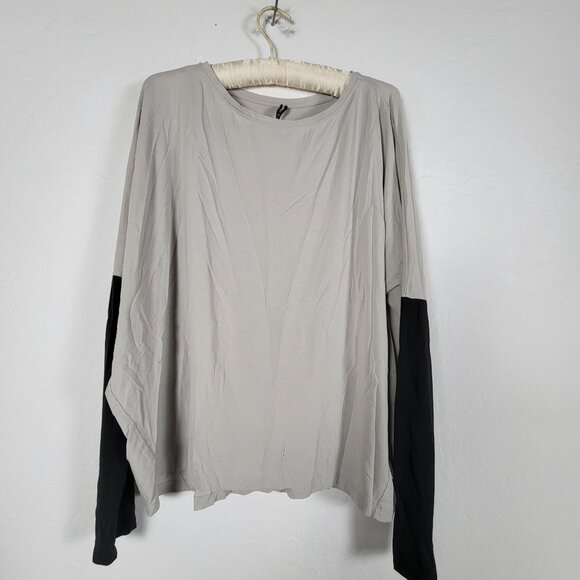 Peter O. Mahler Womens Long Sleeve Top Small Gray & Black Colorblock Stretch - Picture 1 of 9